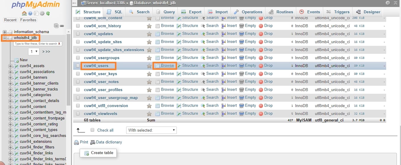 آموزش تغییر رمز جوملا از دیتابیس - مرحله سوم